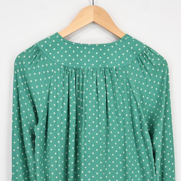 Anthropologie Maeve Asbury Printed Blouse Kelly Green Size Small - Picture 5 of 7